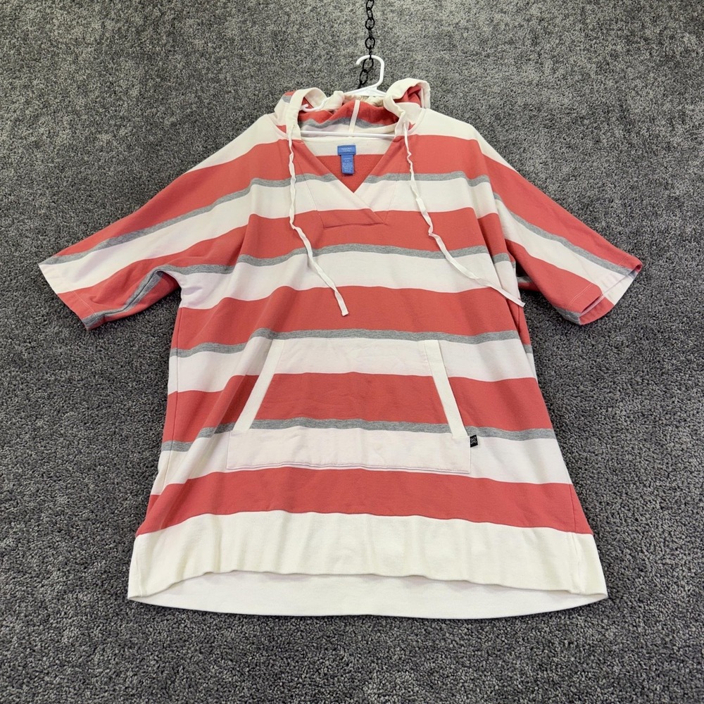 Simply Vera Vera Wang Hoodie Womens 2XL Multicolor Striped Short Sleeve V Neck